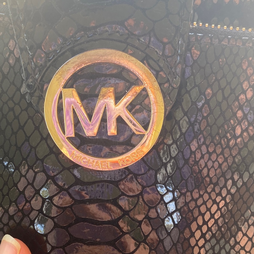 Michael Kors Black Python Embossed Leather Crossb… - image 5